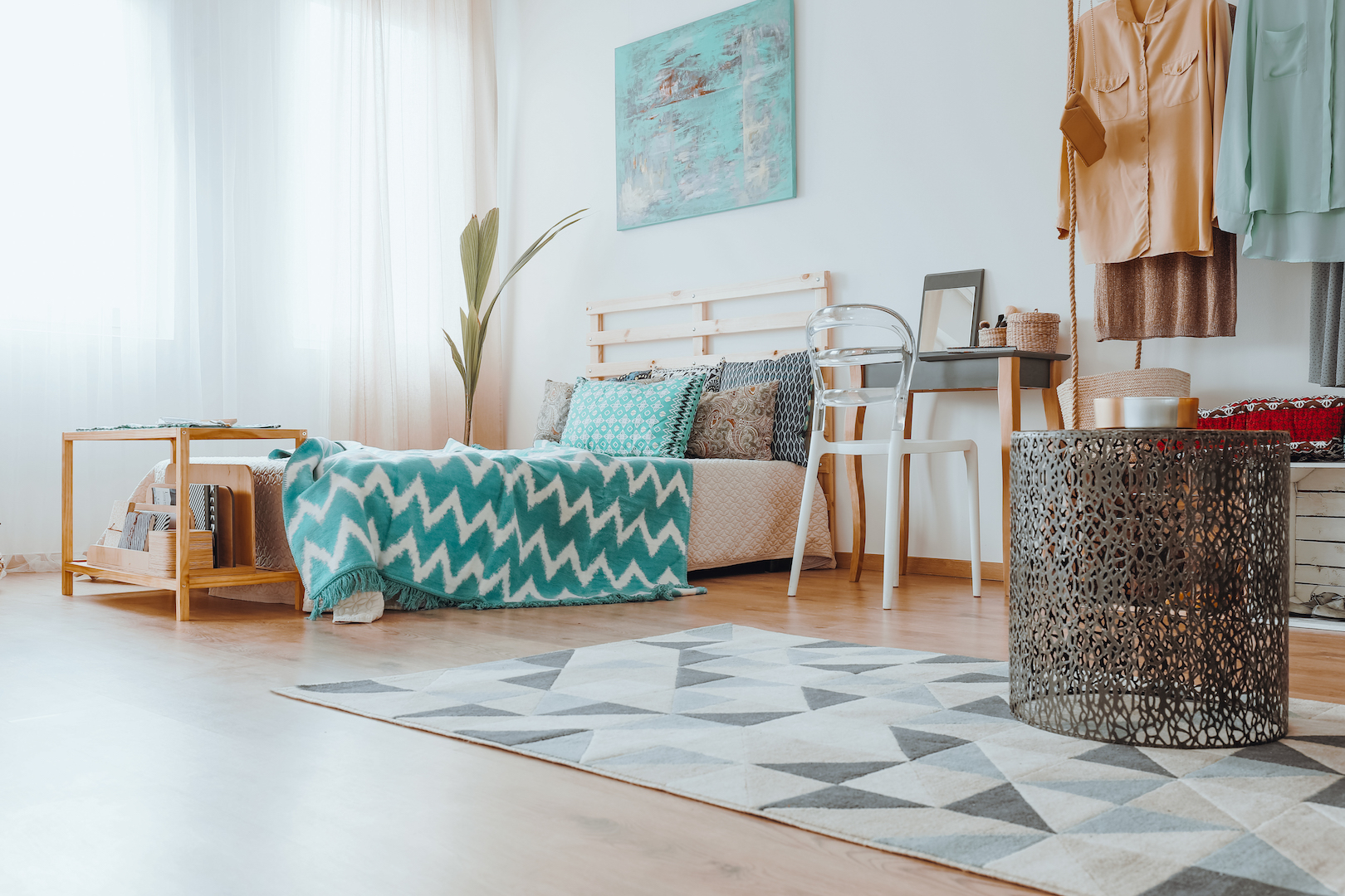 Small table on the rug Amazing oceanfront apartment