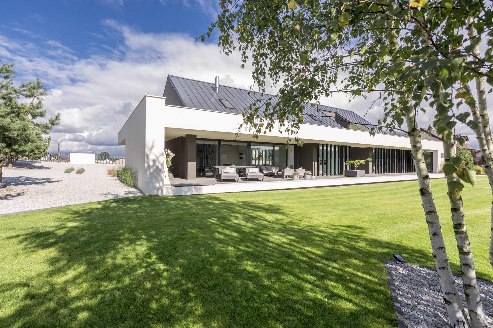 Outdoors view of modern house Luxury family home
